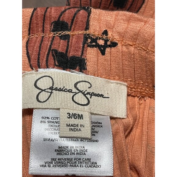 Jessica Simpson Baby Halloween Outfit Set 3/6M Pumpkin Print Top & Pants Orange - Picture 4 of 13